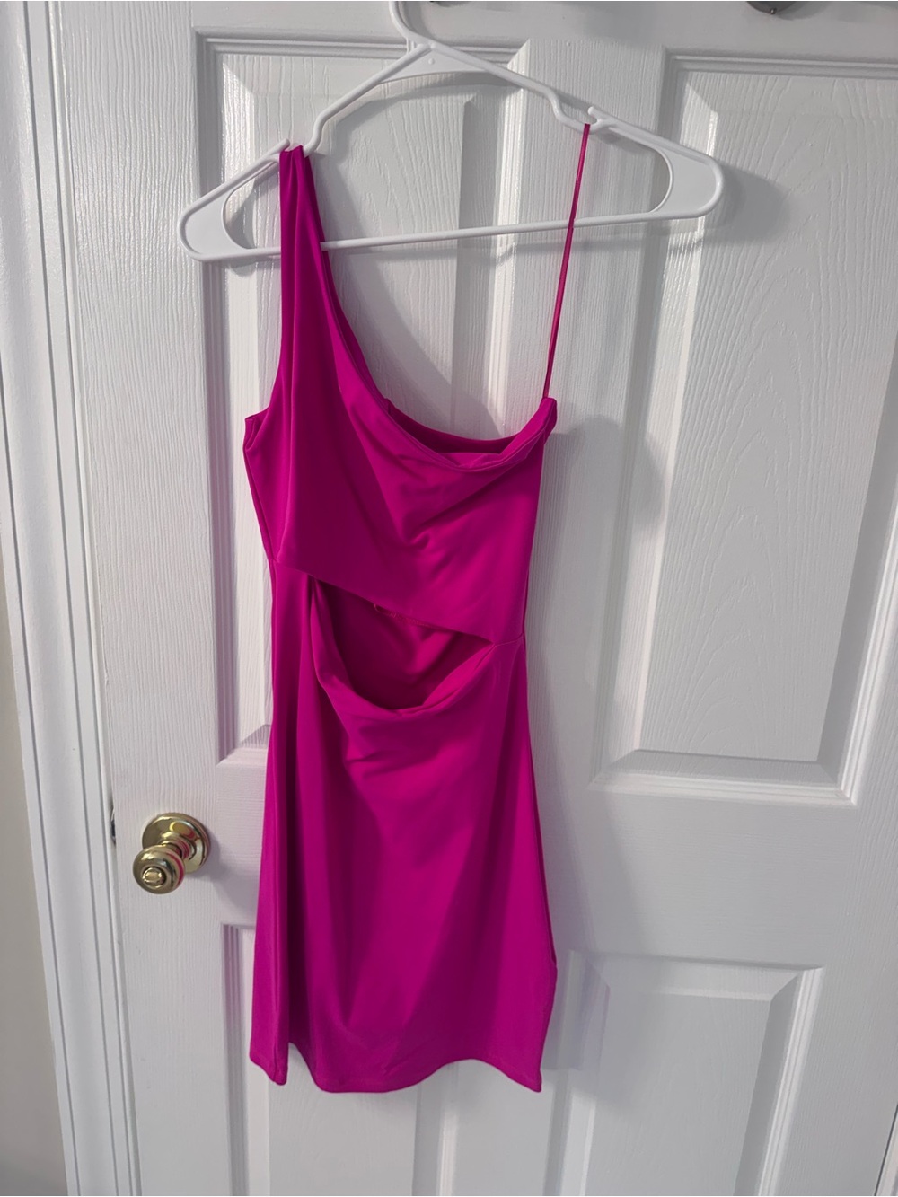Susana Monaco Hot Pink One-Shoulder Cutout Dress